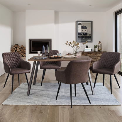 Lounge Stoelen – Armleunstoel – Eetkamerstoel – Fauteuil – Woonkamerstoel – Bruin – Ergonomisch Ontwerp – Carbonstalen Poten