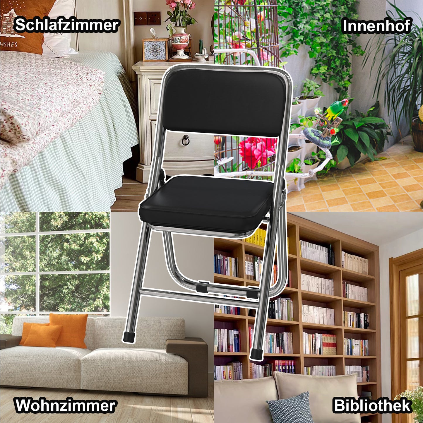 Eetkamerstoelen – Stoelenset – Kuipstoelen – Bistrostoelen – Kunstleren Stoelen – Zwart – Comfortabele Schuimvulling – Stevig Metalen Frame
