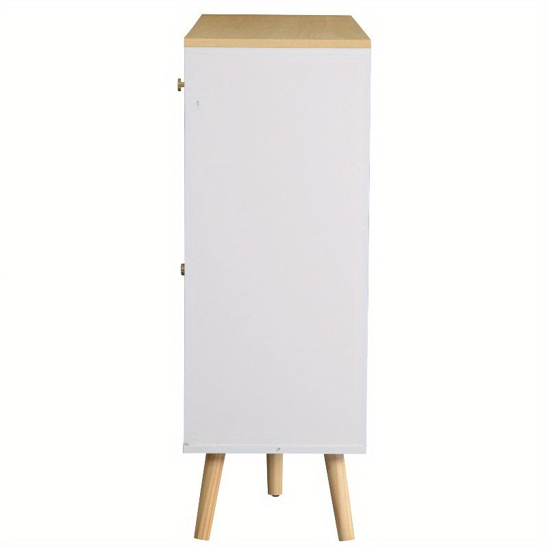 Wit metalen dressoir – buffetkast – opbergkast – keukenkast – vitrinekast – 3 lades & 3 gebogen glazen deuren – stevig metaal met brede opbergruimte