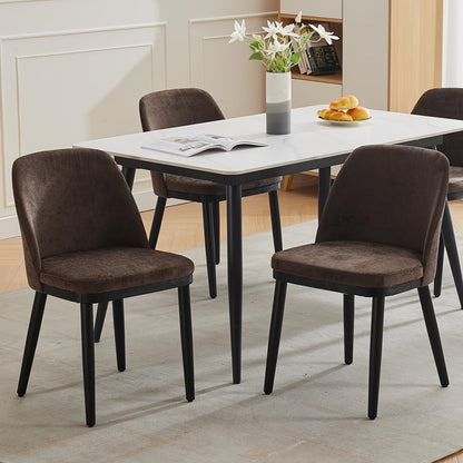 Gestoffeerde Eetkamerstoelen – Stoelen Set – Dining Stoelen – Keukenstoelen – Bistro Stoelen – Set Van 2 – Comfortabele Dikke Kussens – Stevige Houten Poten – Bruin