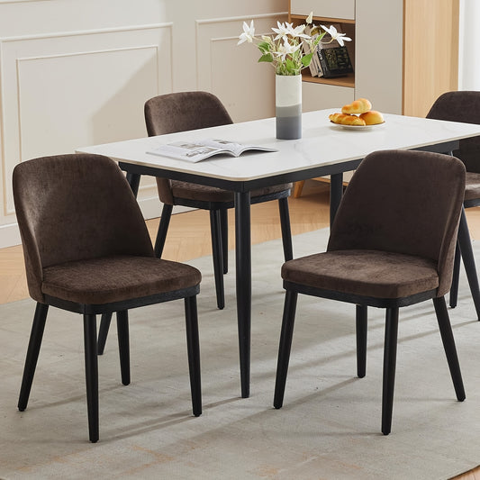 Gestoffeerde Eetkamerstoelen – Stoelen Set – Dining Stoelen – Keukenstoelen – Bistro Stoelen – Set Van 2 – Comfortabele Dikke Kussens – Stevige Houten Poten – Bruin