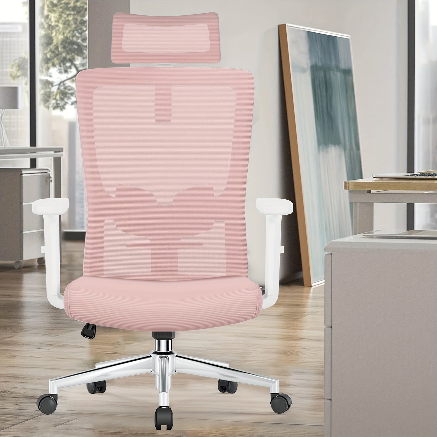 Bureaustoel – Bureaustoelen – Office Chair – Draaistoel – Gamestoel – Verstelbare Hoofdsteun & Armleuningen – Ademend Mesh Met Lendensteun – Draaggewicht 150 kg
