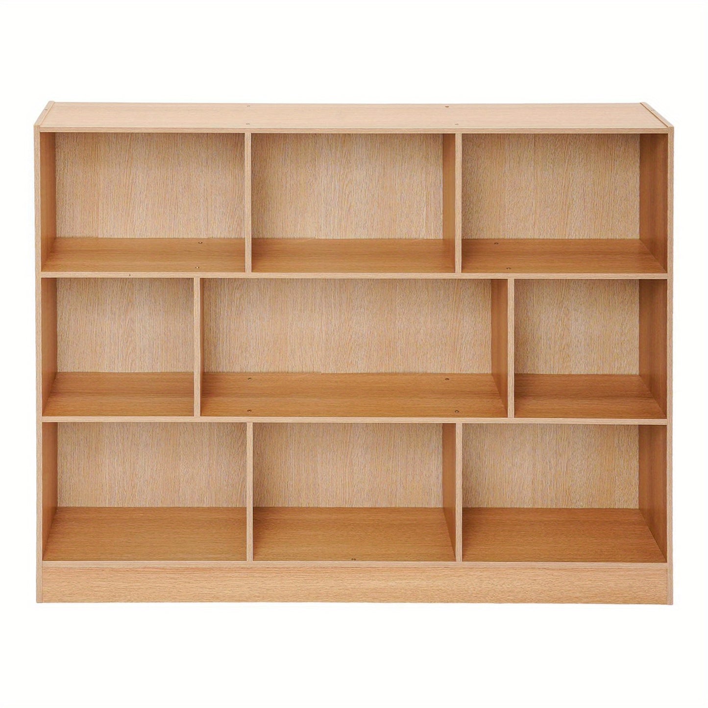 Boekenkast – Boekplank – Open Kast – Stelling – Opbergkast – Modern Eiken – 9 Vakjes – 120 cm Breed – Stevig Houten Ontwerp