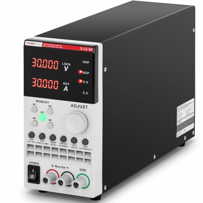 Laboratoriumvoeding – Labvoeding – Stroomvoorziening – Regelbare Voeding – DC Voeding – Instelbaar 0-30V – 0-30A – 300W Vermogen – USB LAN RS232 Interface
