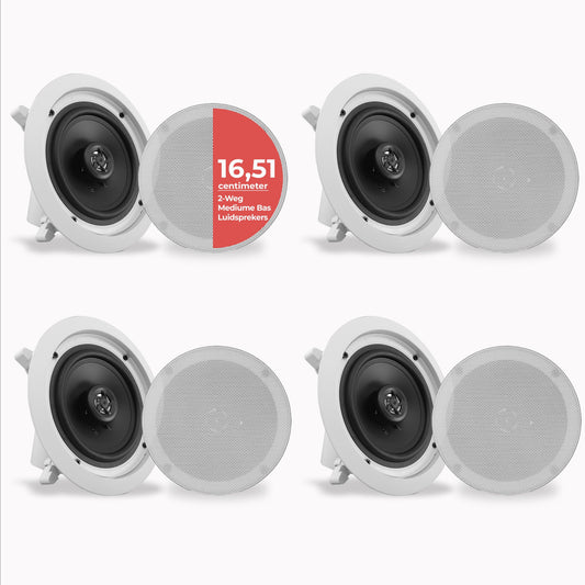 Bluetooth Plafondspeakers – Bluetooth Luidsprekers – Inbouw Speakers – Draadloze Speakers – Plafondluidsprekers – 4-Pack 200W – Draadloos Gemak – Strak Inbouwdesign