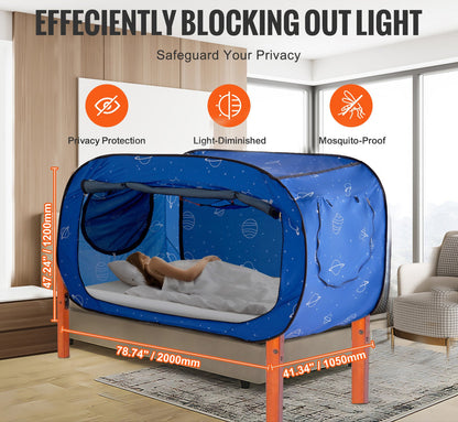 Bedtent – Bedkooi – Slaap Tent – Privacy Tent – Lichtdichte Tent – 200x105x120 cm – Ademend Met Dubbel Gaas