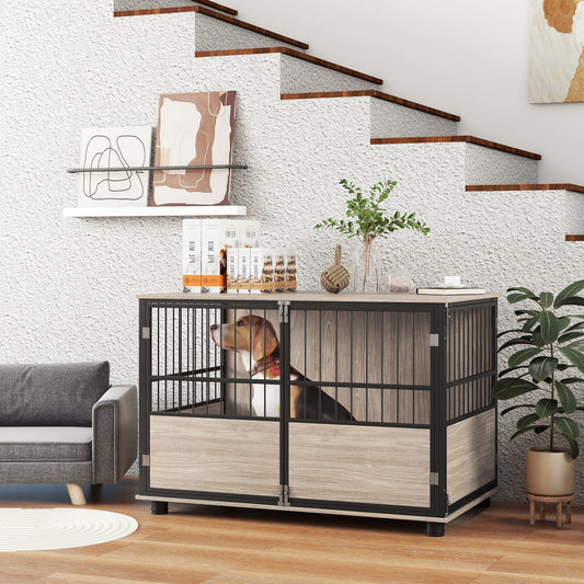 Hondenbench – Hondenkooi – Hondenhok – Benchhuisje – Hondenkennel – Zwart Multiplex – 3 Afsluitbare Deuren – 100x60x68 cm – Geschikt Voor Honden Tot 30 kg