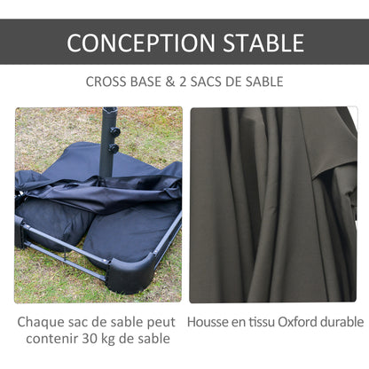 XXL Tuinparasol – Terrasparasol – Zonnescherm – Buitenparasol – Grote Parasol – Stalen Frame – Polyester Doek – Grijs – Met Voet En Knikhendel