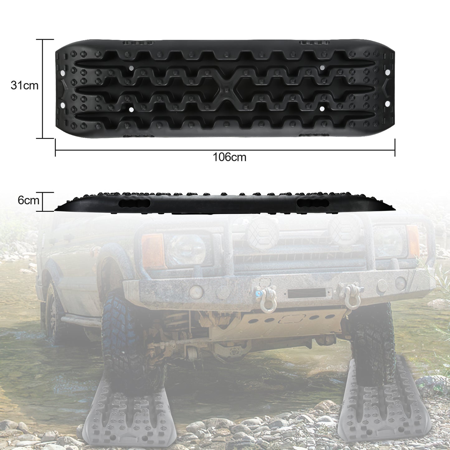 Zandplaten Set – Tractieplaten – Grip Matten – Rijplaten – Offroad Hulp – 3-delig Zonder Stand – Hoge Draagkracht Tot 10 Ton – Duurzaam Versterkt Nylon