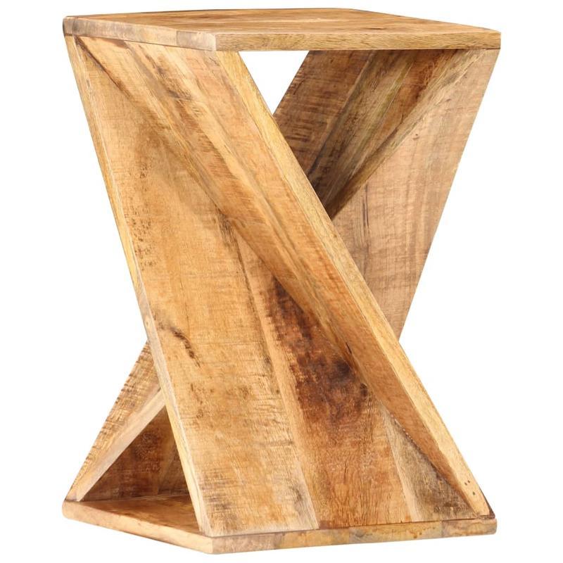 Bijzettafel – Sidetable – Nachtkastje – Salontafel – Banktafel – Massief Mangohout – X-vormig Design – Compact 35x35x55 cm – Opbergruimte