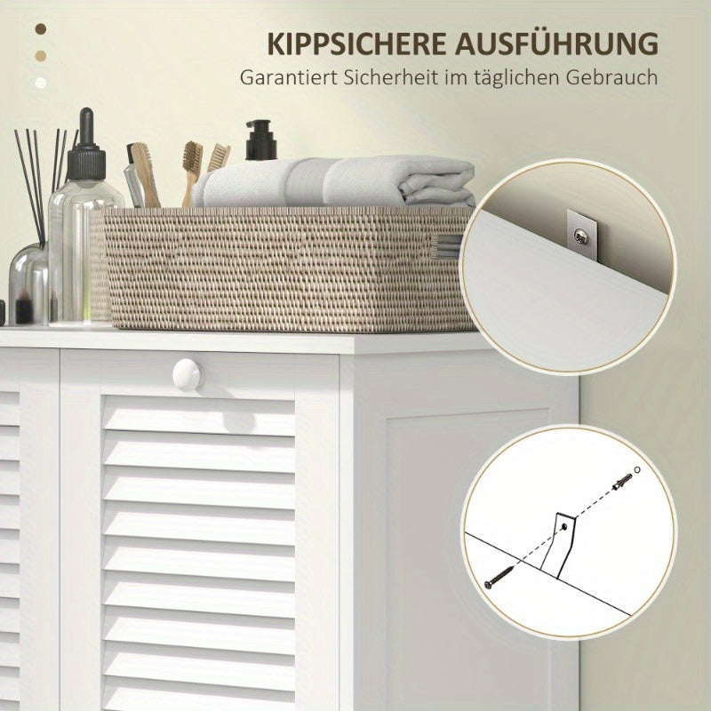 Witte Wasmand – Wasbak – Linnenkast – Opbergkast – Badkamer Kast – Metaal – Inclusief 2 Baskets – Geen Montage Nodig – 3.2 Cu Ft Gesloten Opbergruimte