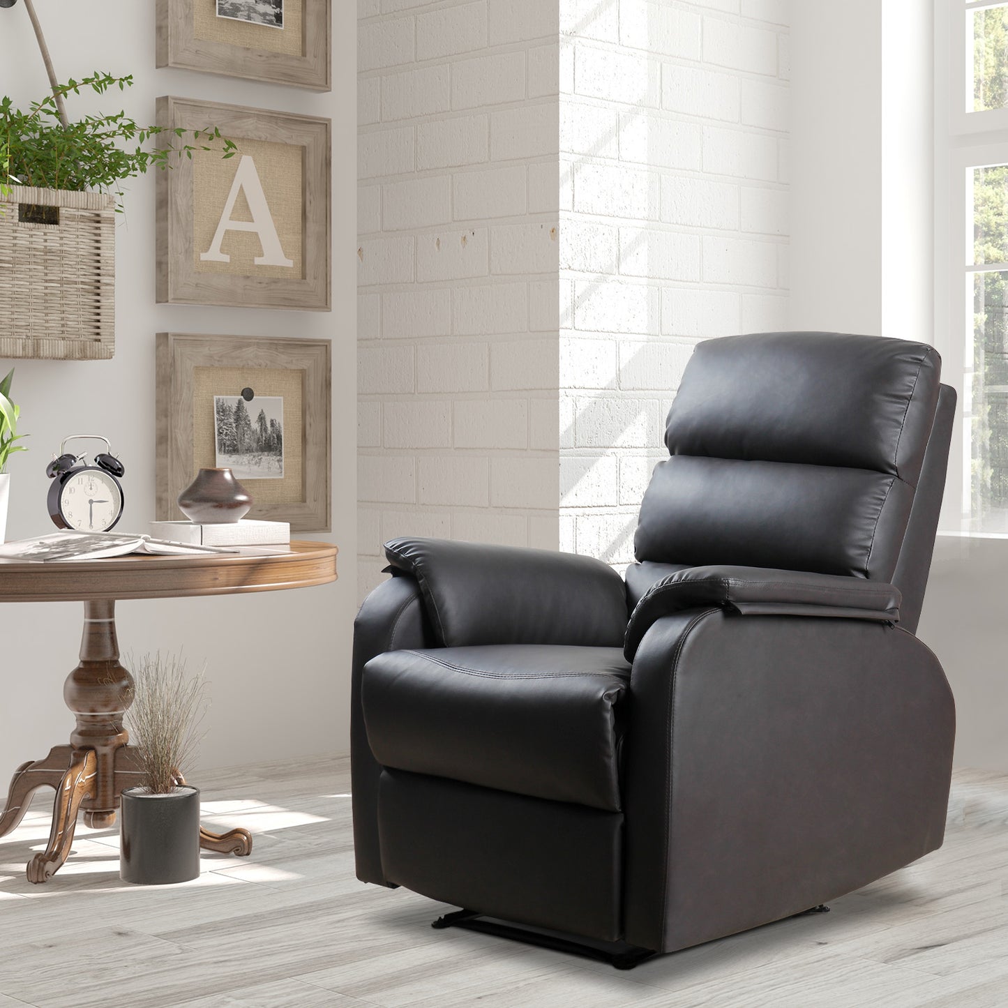 Relaxfauteuil – Relaxstoel – Loungefauteuil – TV Fauteuil – Verstelbare Fauteuil – Kunstleer – Verstelbare Rugleuning en Voetensteun – Stalen Frame – Bruin