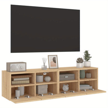 TOMSHOO TV Cabinet, Entertainment cabinet, TV Wall Cabinets 2pcs Sonoma Oak 60x30x30cm Engineered Wood, Entertainment Center, Television and media furniture
