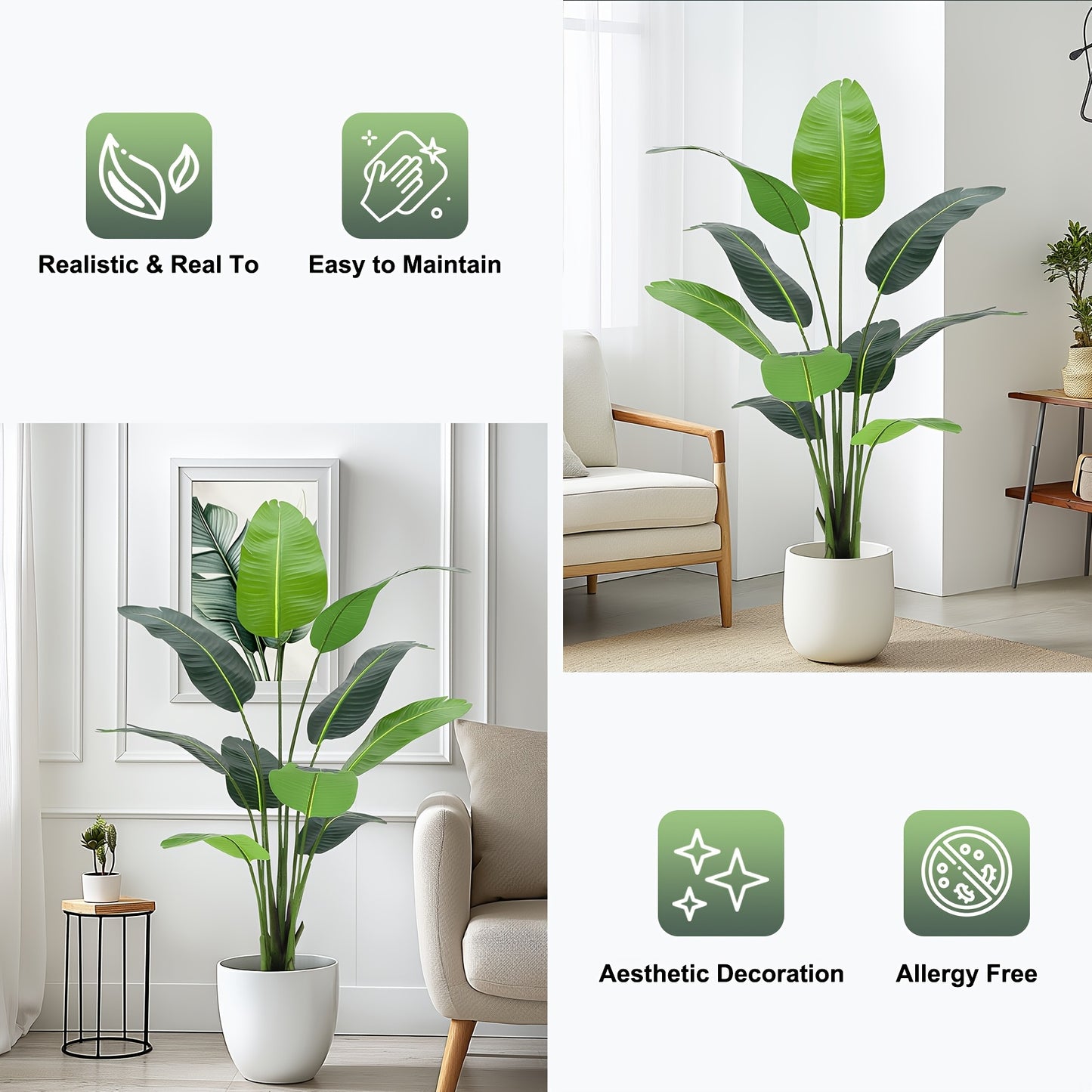 Kunstplanten Set – Nepplanten – Kunstbomen – Tropische Planten – Indoor Decoratie – 2 Stuks Met 152 cm Hoogte – Onderhoudsvrij & Realistisch