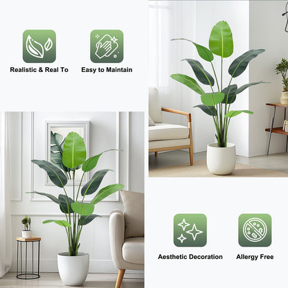 Kunstplanten Set – Nepplanten – Kunstbomen – Tropische Planten – Indoor Decoratie – 2 Stuks Met 152 cm Hoogte – Onderhoudsvrij & Realistisch