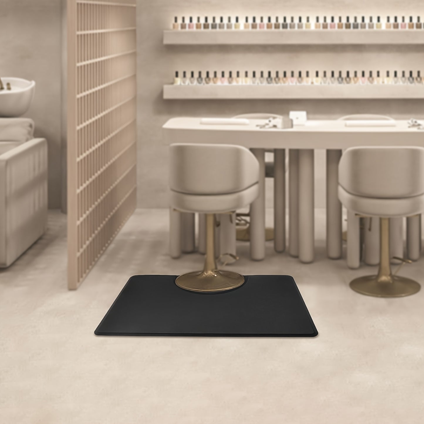 Salon Vloermat – Beauty Mat – Stoelmat – Barber Mat – Haarstylist Mat – Zwart PU+PVC – Extra Dik 18mm – Antislip Veiligheidsrand