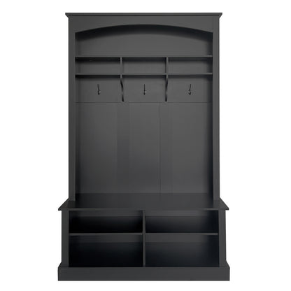 Halbank – Halmeubel – Kapstokbank – Schoenenbank – Entreebank – Zwart-Wit – Duurzaam MDF Materiaal – Compact Formaat (H190xB120xD40 cm)