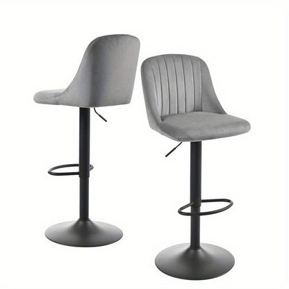 Goeurvant Modern 360° Swivel Bar Stool with Adjustable Height and Metal Base, Linen or Velvet Upholstery, Dining Counter Seat, Home Bar Furniture, Upholstered Swivel Stool, Modern Bar Chair, Minimalist Aesthetic, Rustic Styl