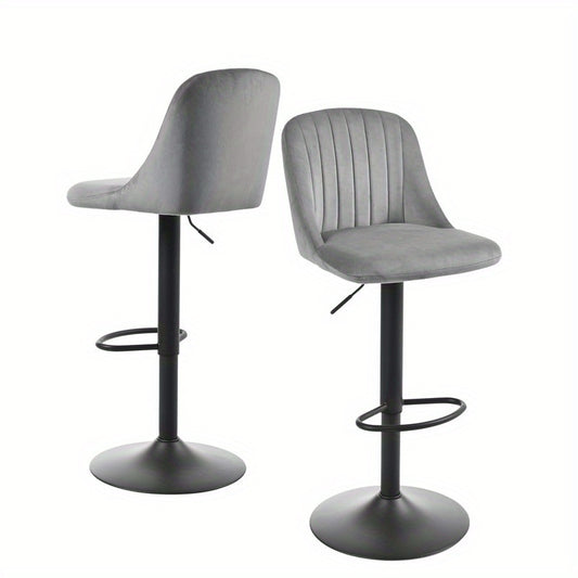 Goeurvant Modern 360° Swivel Bar Stool with Adjustable Height and Metal Base, Linen or Velvet Upholstery, Dining Counter Seat, Home Bar Furniture, Upholstered Swivel Stool, Modern Bar Chair, Minimalist Aesthetic, Rustic Styl