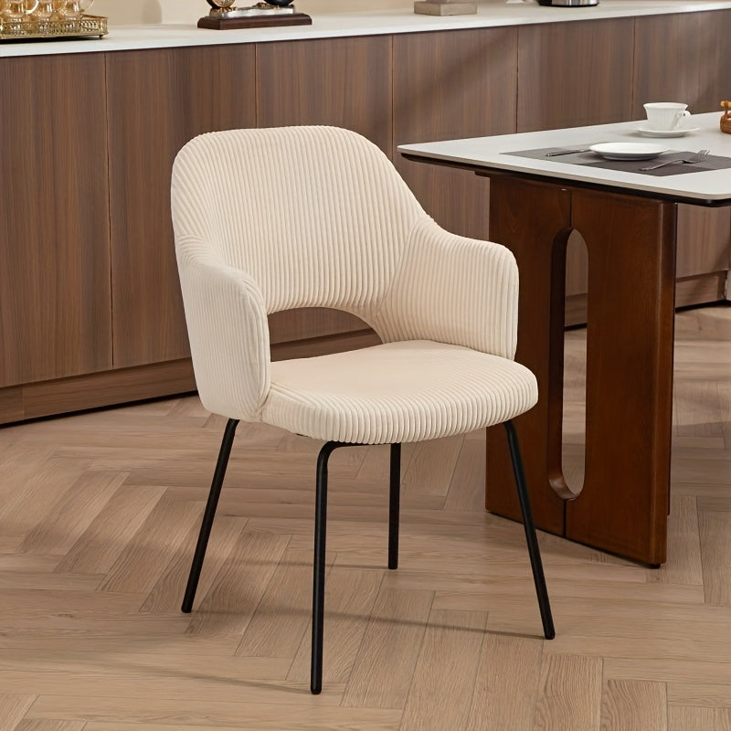 Eetkamerstoel – Keukenstoel – Stoel – Kuipstoel – Zachte Beige Velvet Bekleding – Ergonomische Schelpvormige Rugleuning – Gouden Metalen Poten – Comfortabel Schuimrubber Kussen