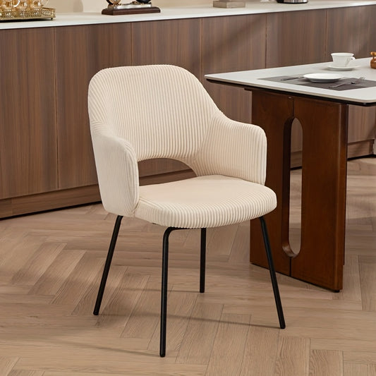 Eetkamerstoel – Keukenstoel – Stoel – Kuipstoel – Zachte Beige Velvet Bekleding – Ergonomische Schelpvormige Rugleuning – Gouden Metalen Poten – Comfortabel Schuimrubber Kussen