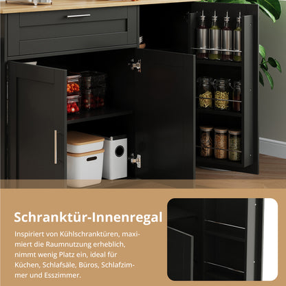 Keukentrolley – Keukenwagen – Serveerwagen – Keukenrek – Mobiele Keukentrolley – Uitschuifbaar Werkblad – 132,5x44-70x90 cm – Hout Met Eikenlook