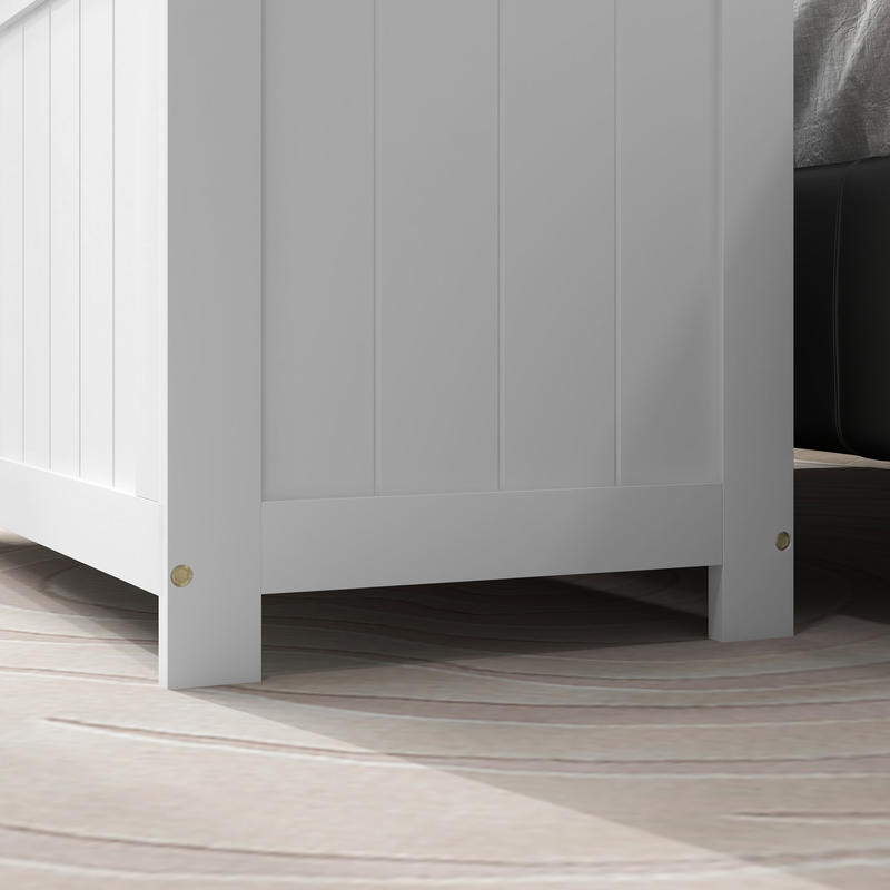 Large White MDF Storage Chest with Flip-Top Lid & 2 Sturdy Handles - 81x40x46cm Multi-Purpose Toy Box, Organizer for, Clothes, Blankets - Durable Rectangular Furniture for Bedroom, Playroom, Home Organization - Modern Design