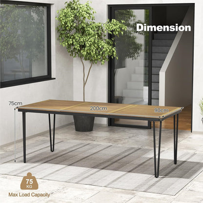 Tuinmeubel Tafel – Eettafel Tuinset Tuintafel Houten Tafel – Acaciahout – Parasolhouder – 200 cm – 8 Personen