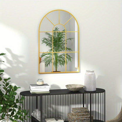 Wandspiegel – Passpiegel – Staande Spiegel – Hangspiegel – Woondecoratie – Gouden Frame – Uniek Onregelmatig Design – 91x60 cm Verticaal – Zonder Elektriciteit