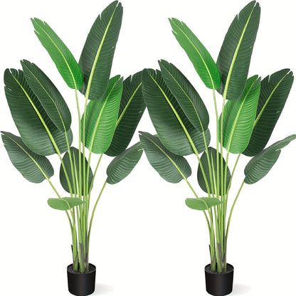 Kunstplanten Set – Nepplanten – Kunstbomen – Tropische Planten – Indoor Decoratie – 2 Stuks Met 152 cm Hoogte – Onderhoudsvrij & Realistisch