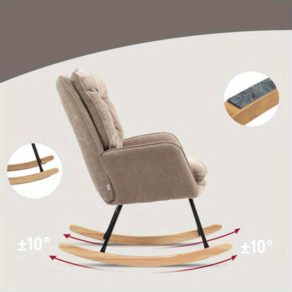 Schommelstoel – Schommelzetel – Relaxstoel – Wiegstoel – Fauteuil – Bruin – Zachte Teddy Bekleding – Ergonomische Hoge Rugleuning