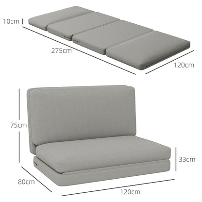 2-In-1 Relaxstoel – Logeerbed – Opvouwbare Stoel – Gastenbed – Deelbaar – Lichtgrijs – 120 Cm Breed – Handmatig Zonder Elektriciteit