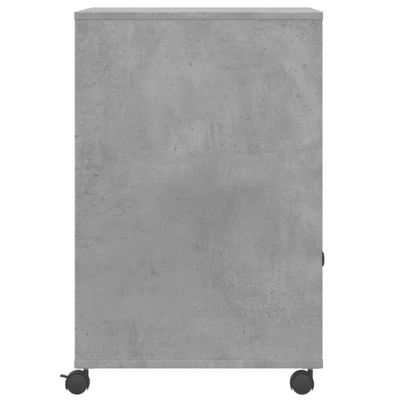 Heavy-Duty Concrete Gray Wood Printer Stand with Storage Shelves & Rollers - Mobile Office Floor Organizer, Sturdy Portable Design with Adhesive Pads, Space-Saving Multi-Tier Shelving for Printer, Paper Storage & Supplies, Mo