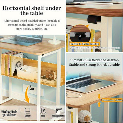Bureau – Computertafel – Werkplek – Schrijftafel – Mobiel Inklapbaar – Wieltjes En Vaste Poten – Compact 80 cm – Duurzaam Spaanplaat