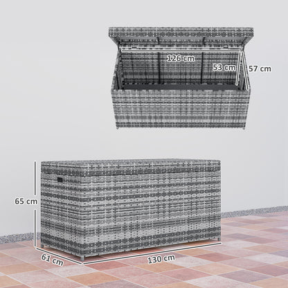 Opbergbox – Opbergdoos – Opbergtas – Opbergcontainer – Opbergmand – 380 Liter – Weerbestendig PE Rattan Donkergrijs