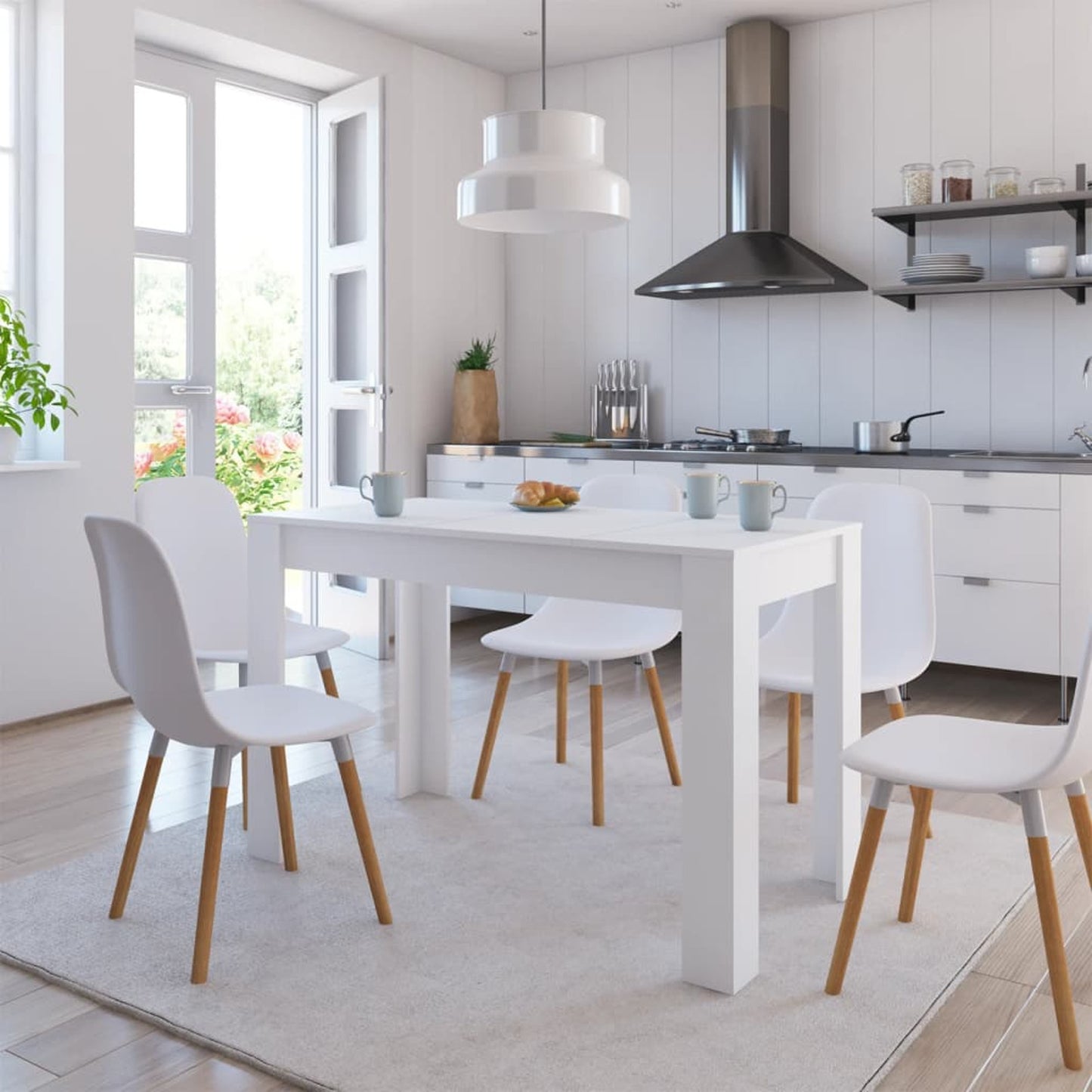 Eetkamertafel – Keukentafel – Tafel – Maaltijdtafel – Eettafel – Wit Design – Hout Materiaal – 120x60x76 cm – Strak & Duurzaam