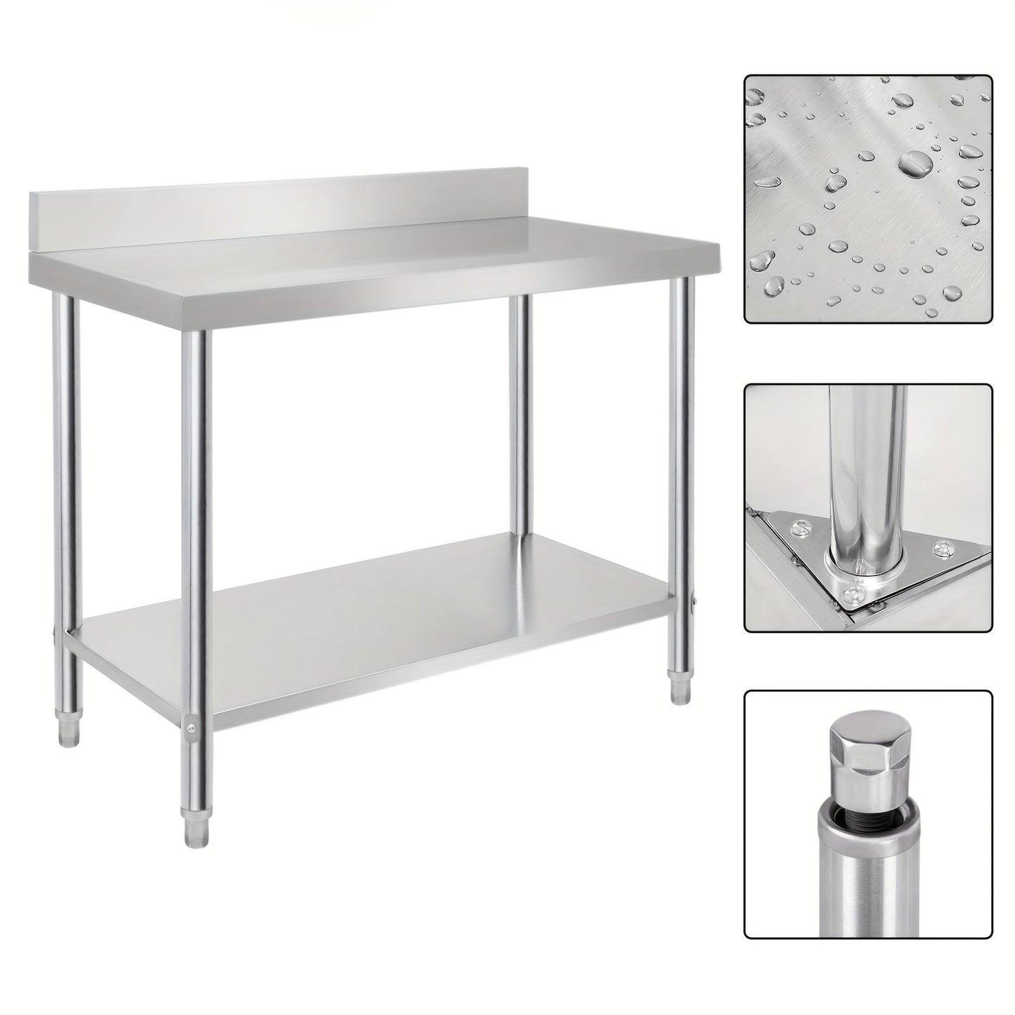 Werkbank – Werktafel – Inklapbare Werkbank – Werkbank Met Lades – Opvouwbare Werkbank – RVS – Verstelbare Poten – Ruime Opbergruimte – Spatwand – 100x60x85 cm – Max Belastbaarheid 160 kg