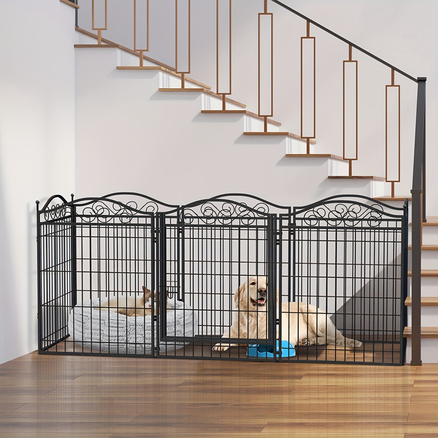 Hondenren – Hekken – Puppyren – Dierenren – Tuinren – 8 Panelen Metalen Hondenren 190x63x80 cm – Robuust Staal – Geschikt Binnen en Buiten