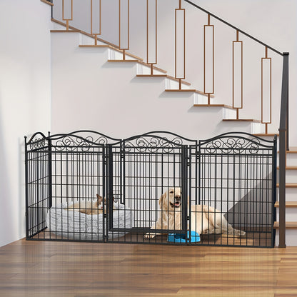 Hondenren – Hekken – Puppyren – Dierenren – Tuinren – 8 Panelen Metalen Hondenren 190x63x80 cm – Robuust Staal – Geschikt Binnen en Buiten