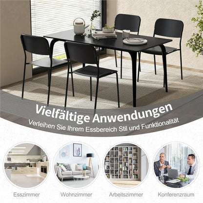 Stoel – Eetkamerstoel – Kuipstoel – Stapelstoel – Keukenstoel – Set Van 4 – Armless Design – Metalen Frame & PP Zitting