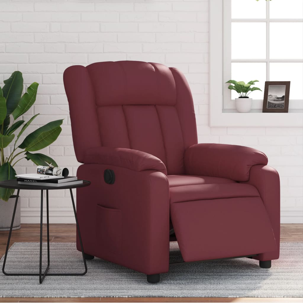 Elektrische Stoel – Relaxstoel – Fauteuil – Sta-op Stoel – Verstelbare Stoel – Wijnrood – Elektrisch Verstelbaar – Hoogwaardig Kunstleer