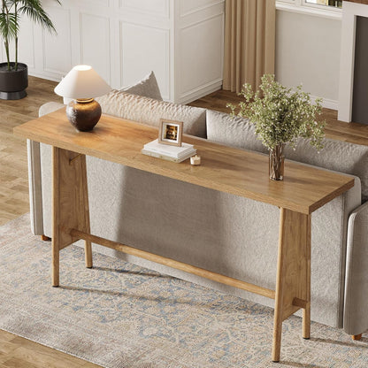 Farmhouse Console Tafel – Vintage Sidetable – Haltafel – Sofa Tafel – Entreetafel – Rustiek Bruin & Zwart – 140 cm Breed – Met Vlinder Metaal Frame
