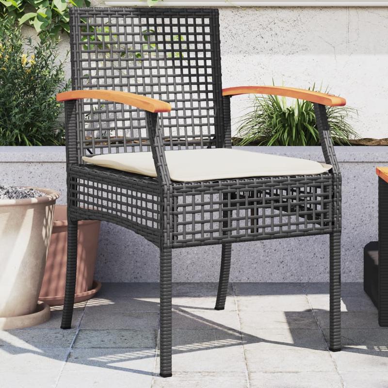 Garden chairs with pillows 2pcs black poly rattan acacia wood Add a touch of rustic charm to your dining room, garden, or terrace with this wooden garden chair! If you're looking for durable garden furniture, this is the idea