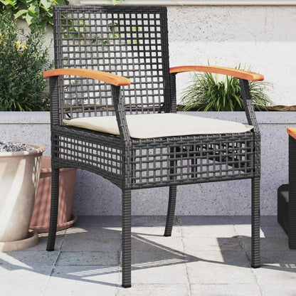 Garden chairs with pillows 2pcs black poly rattan acacia wood Add a touch of rustic charm to your dining room, garden, or terrace with this wooden garden chair! If you're looking for durable garden furniture, this is the idea