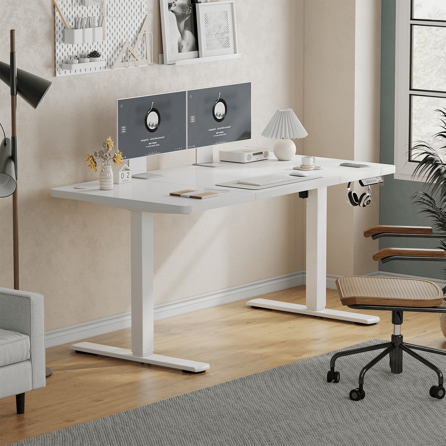 Ergonomisch Zit-Sta Bureau – Verstelbaar Bureau – Sta Bureau – Thuiswerk Bureau – Gaming Bureau – 140 cm – Roestvrij Stalen Frame – Handmatig Verstelbaar Zonder Stroom