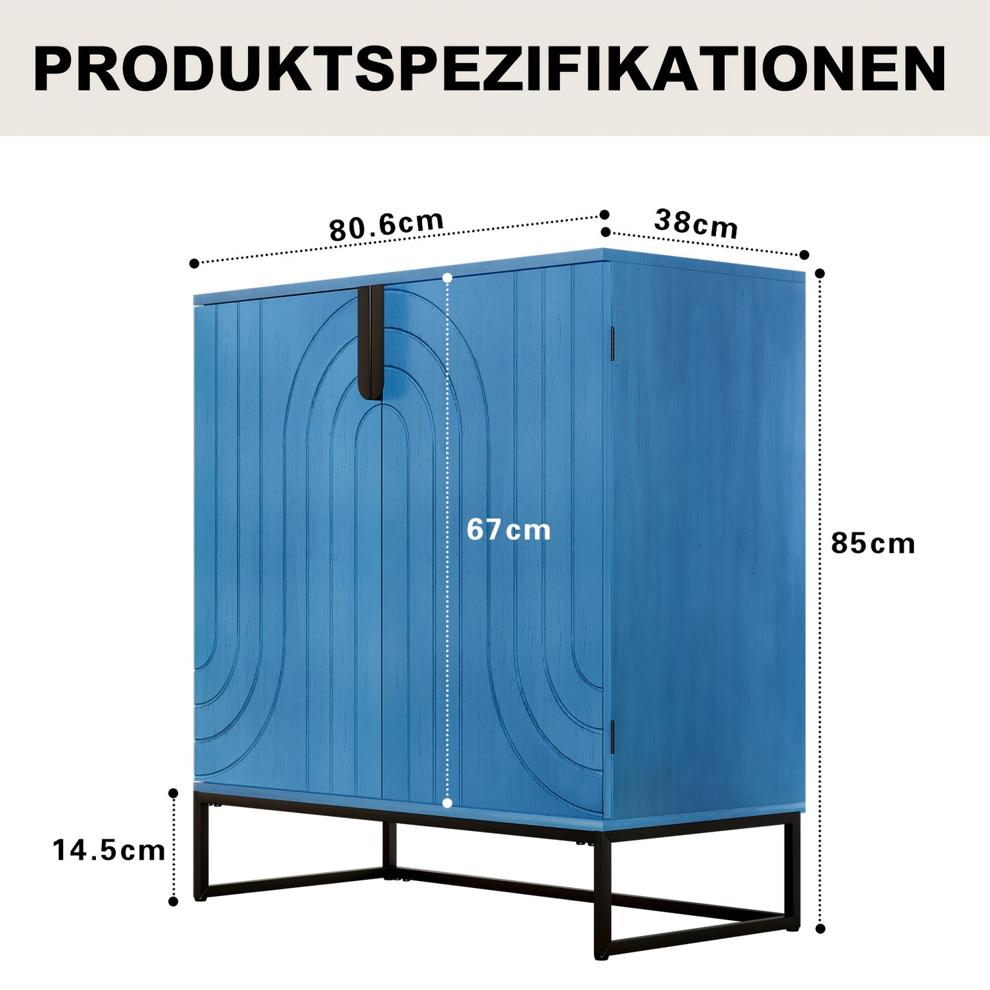 Dressoir – Ladekast – Opbergkast – Buffetkast – Kast – Modern – Hoogwaardig Hout – Gouden Metalen Poten – 2 Deuren – 3,2+ Kubieke Voet Opbergruimte – Zwart Turquoise