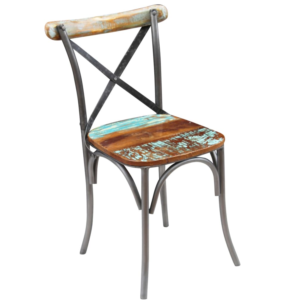 Eetkamerstoel – Stoel – Kuipstoel – Meubel – Woonkamerstoel – Massief Mangohout – Wit Stalen Frame – Handgemaakt – Comfortabel