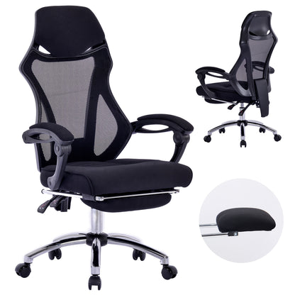 Ergonomische Bureaustoel – Kantoorstoel – Bureaustoel Met Voetensteun – Werkstoel – Verstelbare Stoel – Ademend Mesh Rugleuning – Met Voetensteun – Zwart – Max 150 kg Draagkracht