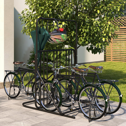 Fietsstandaard – Fietsenrek – Fietsbeugel – Fietszijstandaard – Dubbele Standaard – Weerbestendig Staal – Geschikt Voor 4 Fietsen 102x92x130 cm Zwart
