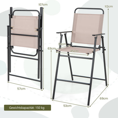 Barkrukken Outdoor – Barstoelen – Tuinstoelen – Inklapbare Krukken – Terrasstoelen – Ademend Mesh-Stof – Stevig Metalen Frame